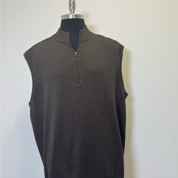 Cutter & Buck Brown Sleeveless 1/4 Zip Pullover Sweater Vest (3XT / 3X Tall) - Picture 4 of 11